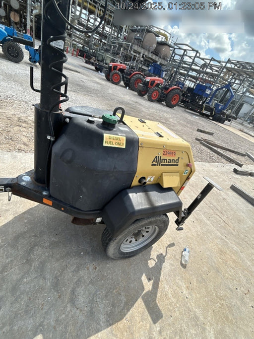 2022 Allmand NLV3GR (4) LED Light Fixture 350W, 23' Vertical Mast, 3kW Prime, Towable, Deep Sea L401, Leveling Jacks, Yanmar T4F 5.8hp