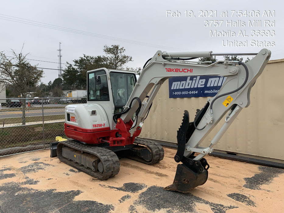2020 Takeuchi TB250-2C Cab/Heat/Air, Rubber Tracks, Manual TAG QC