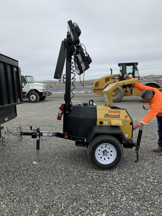 2021 Allmand NLV3GR (4) LED Light Fixture 350W, 23' Vertical Mast, 3kW Prime, Towable, Deep Sea L401, Leveling Jacks, Yanmar T4F 5.8hp