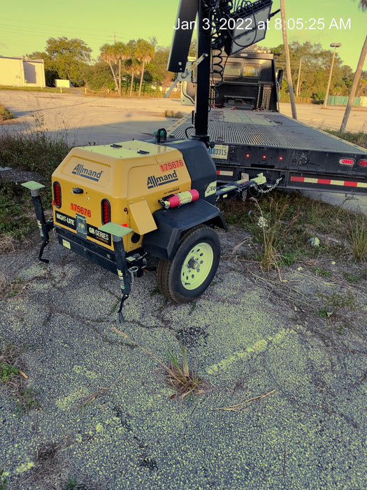 2021 Allmand NLV3GR (4) LED Light Fixture 350W, 23' Vertical Mast, 3kW Prime, Towable, Deep Sea L401, Leveling Jacks, Yanmar T4F 5.8hp