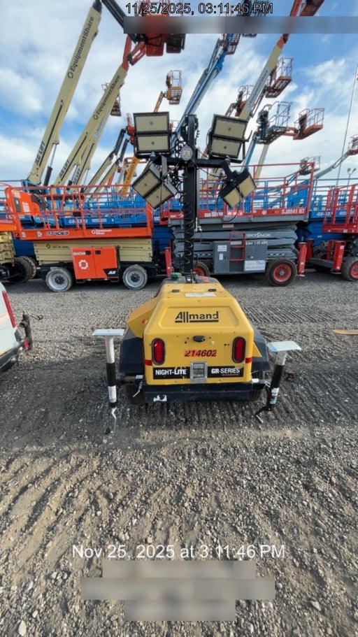 2022 Allmand NLV3GR (4) LED Light Fixture 350W, 23' Vertical Mast, 3kW Prime, Towable, Deep Sea L401, Leveling Jacks, Yanmar T4F 5.8hp