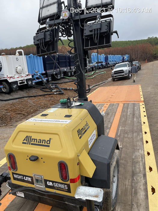 2022 Allmand NLV3GR (4) LED Light Fixture 350W, 23' Vertical Mast, 3kW Prime, Towable, Deep Sea L401, Leveling Jacks, Yanmar T4F 5.8hp