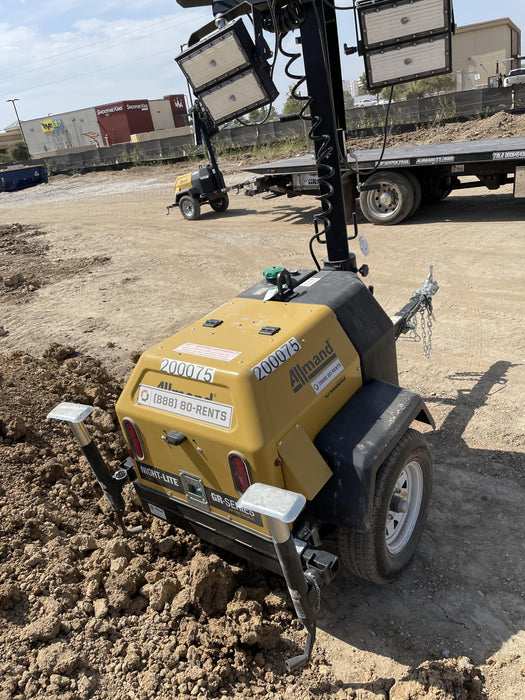 2022 Allmand NLV3GR (4) LED Light Fixture 350W, 23' Vertical Mast, 3kW Prime, Towable, Deep Sea L401, Leveling Jacks, Yanmar T4F 5.8hp