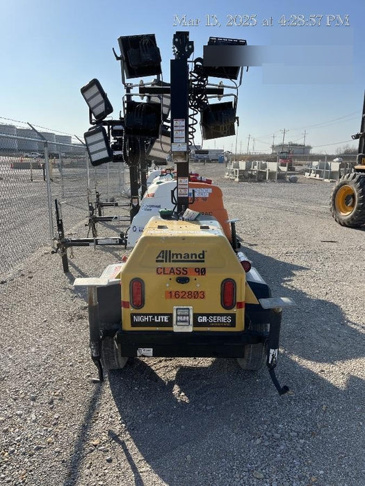 2021 Allmand NLV3GR (4) LED Light Fixture 350W, 23' Vertical Mast, 3kW Prime, Towable, Deep Sea L401, Leveling Jacks, Yanmar T4F 5.8hp