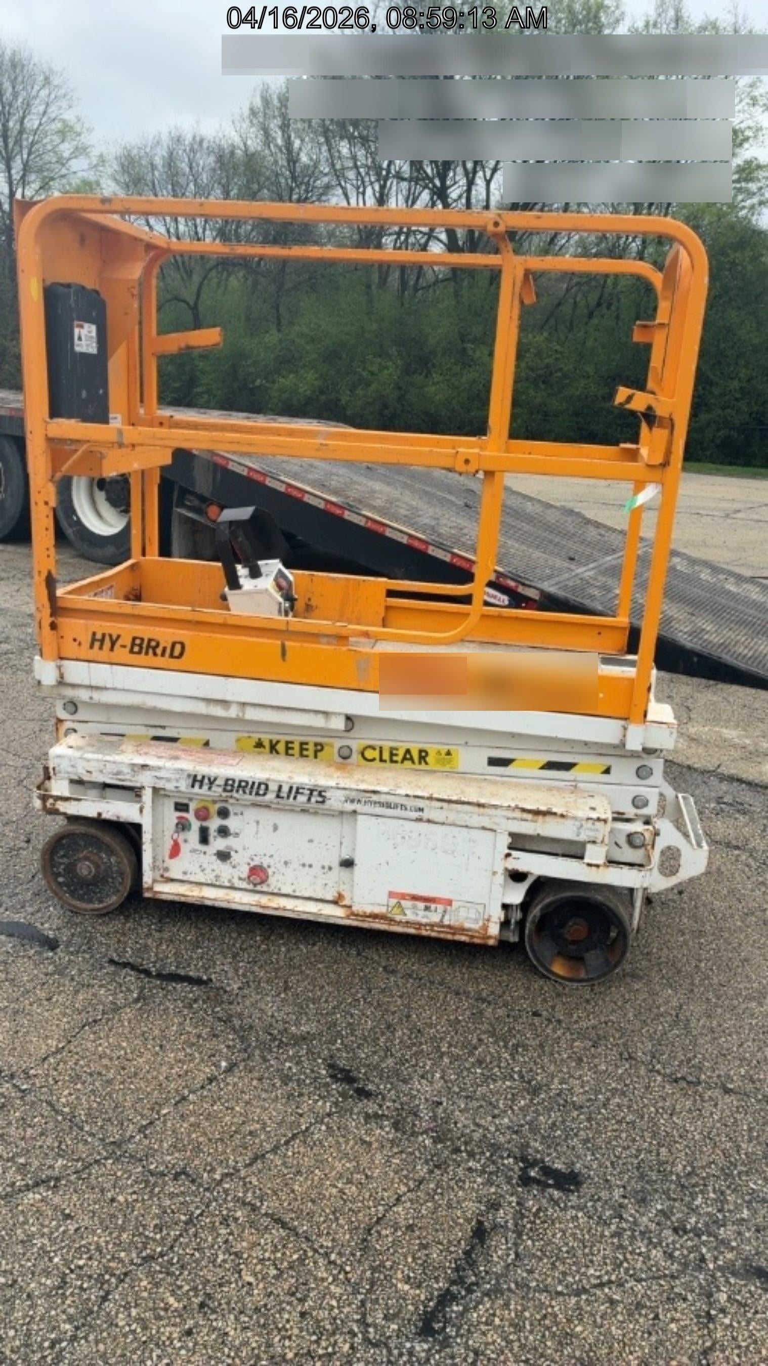 Custom Equipment HB-1430 <ul>
 <li>Hy-Brid Scissor Lift</li>
  <li>Platform capacity up to 670 lbs.</li>
  <li>Working height up to 20 ft</li>
  <li>Weighs under 1,700 lbs.</li>
  <li>Non-marking wheels </li>
</ul>