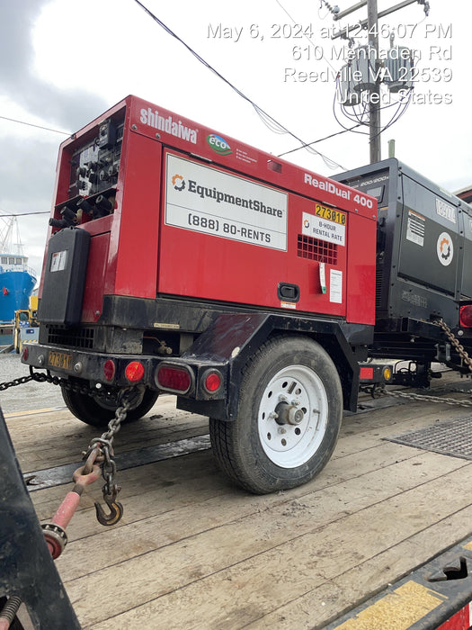 2022 Shindaiwa DGW400MDL Kubota D902 Engine, 23 HP, Dual Op Welder, Wire, Arc, Droop Stick, Tig, and CC Stick Functionality, Simulphase, 3 Phase and 1 Phase Gen Output, Single Axle NB Trlr, Slr Trckl Chrg 12V 12W, Fire Ext