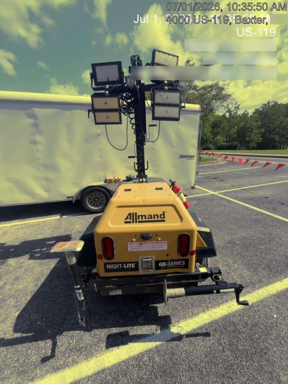 2021 Allmand NLV3GR (4) LED Light Fixture 350W, 23' Vertical Mast, 3kW Prime, Towable, Deep Sea L401, Leveling Jacks, Yanmar T4F 5.8hp