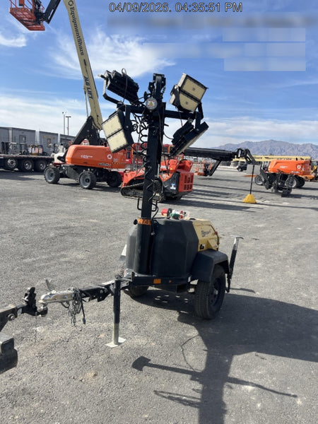 2021 Allmand NLV3GR (4) LED Light Fixture 350W, 23' Vertical Mast, 3kW Prime, Towable, Deep Sea L401, Leveling Jacks, Yanmar T4F 5.8hp