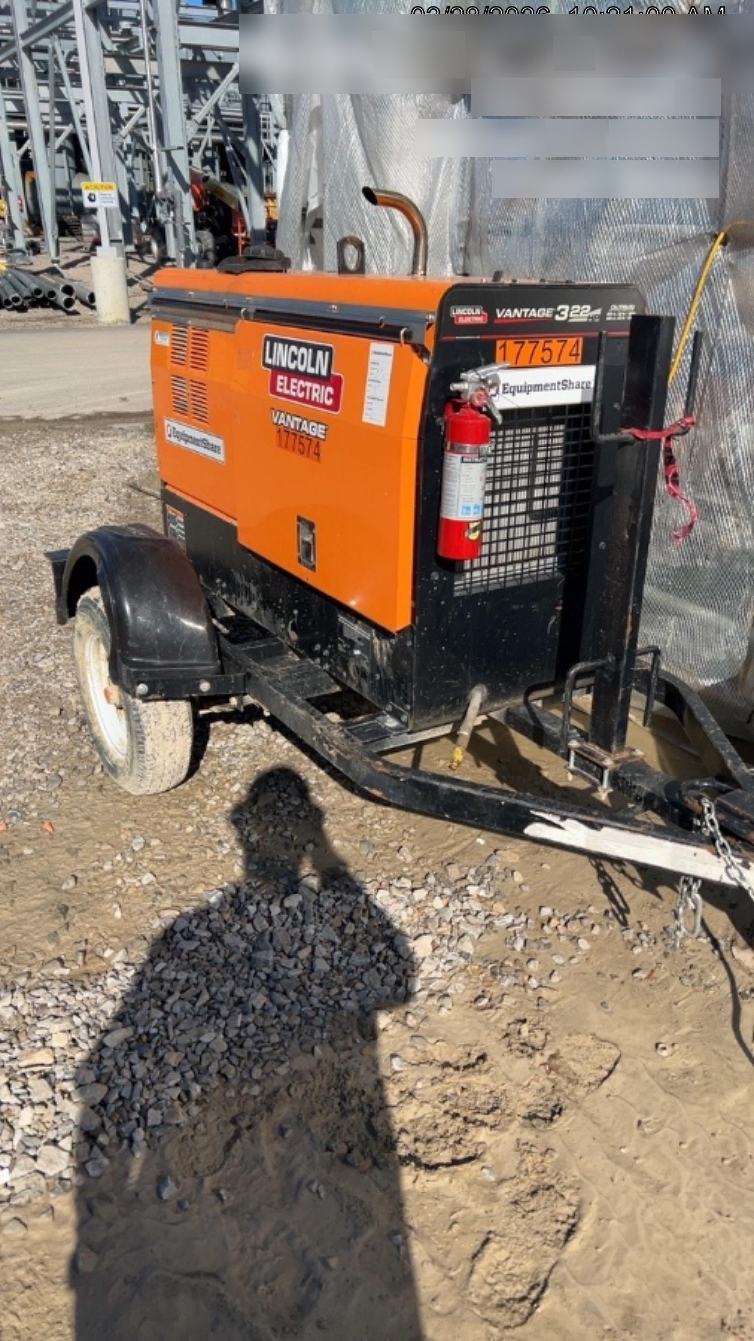 2021 Lincoln Electric Vantage 322 Vantage 322 Ready Pak 3 w/ Decals, ORANGE (includes trailer, cable rack, fender light kit) NO Telematics