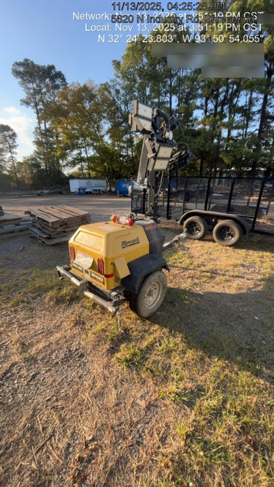 2022 Allmand NLV3GR (4) LED Light Fixture 350W, 23' Vertical Mast, 3kW Prime, Towable, Deep Sea L401, Leveling Jacks, Yanmar T4F 5.8hp