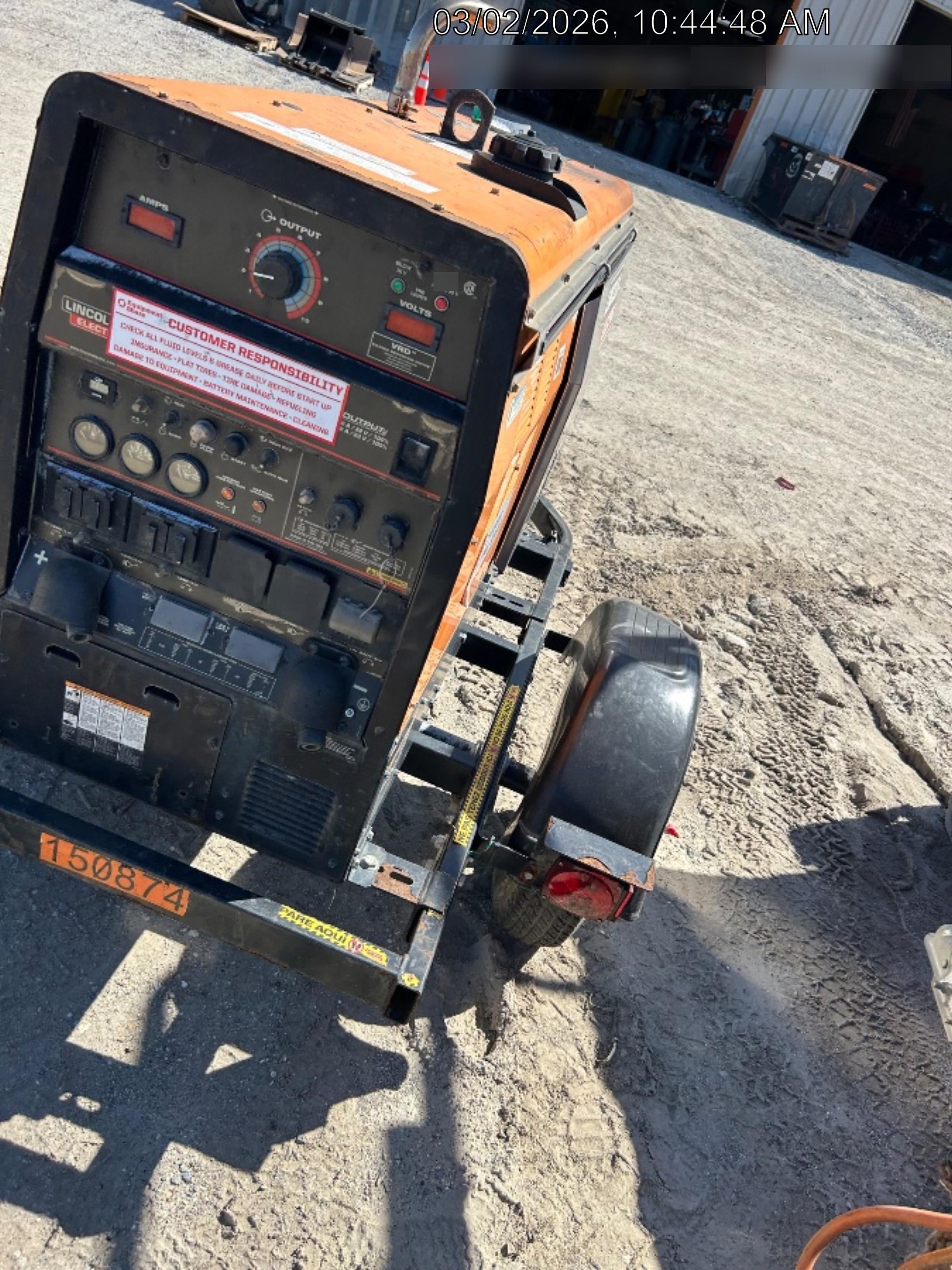 2021 Lincoln Electric Vantage 322 Vantage 322 Ready Pak 3 w/ Telematics & Decals, ORANGE (includes trailer, cable rack, fender light kit)
