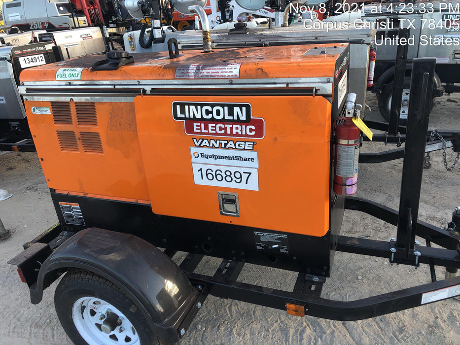 2021 Lincoln Electric Vantage 322 Vantage 322 Ready Pak 3 w/ Decals, ORANGE (includes trailer, cable rack, fender light kit) NO Telematics