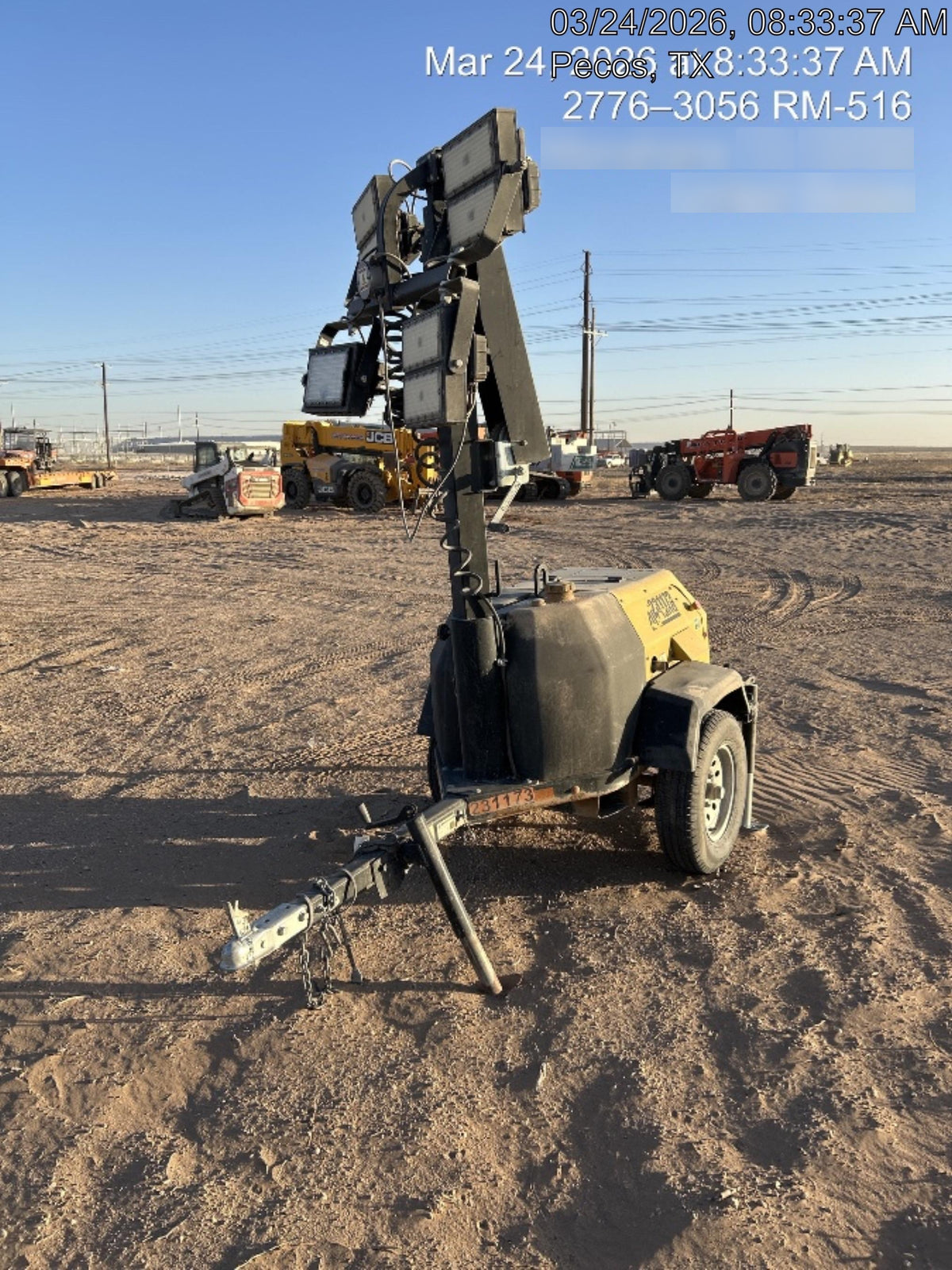 2022 Allmand NLV3GR (4) LED Light Fixture 350W, 23' Vertical Mast, 3kW Prime, Towable, Deep Sea L401, Leveling Jacks, Yanmar T4F 5.8hp