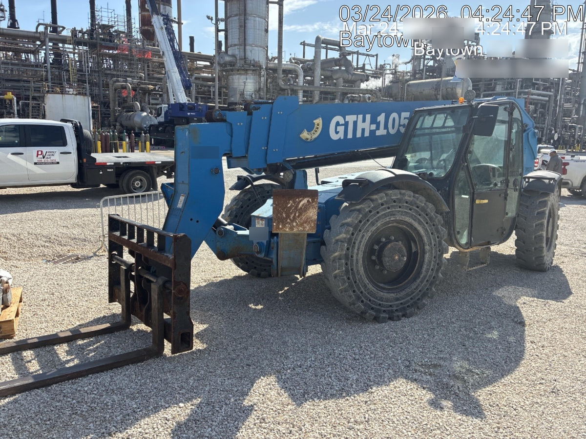 2019 Genie GTH-1056 Cab/Heat/AC, Solid RT Tires, LED Work Lights, Beacon 60" QA Carriage, 60" Forks