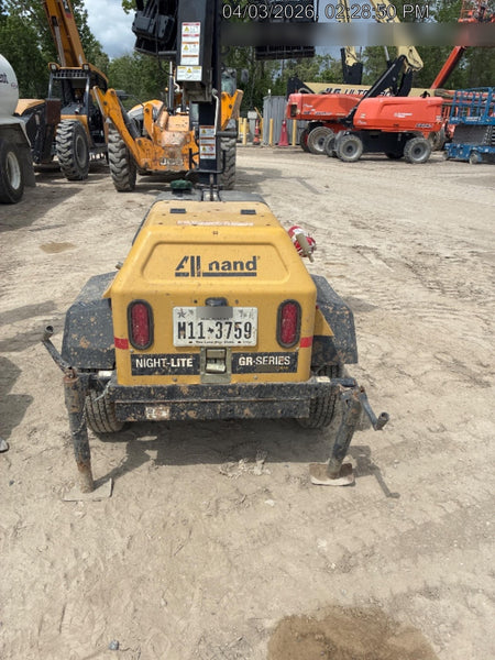 Allmand NLV3GR (4) LED Light Fixture 350W, 23' Vertical Mast, 3kW Prime, Towable, Deep Sea L401, Leveling Jacks, Yanmar T4F 5.8hp