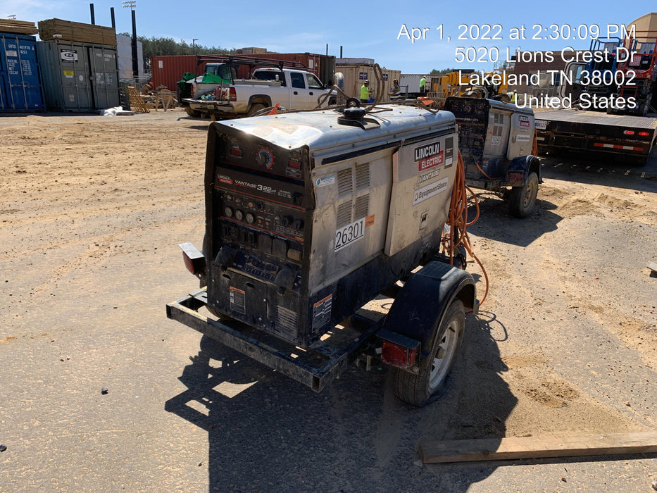 2019 Lincoln Electric Vantage 322 Lincoln Vantage 322 Welder w/Trailer, Light Kit, Cable Rack