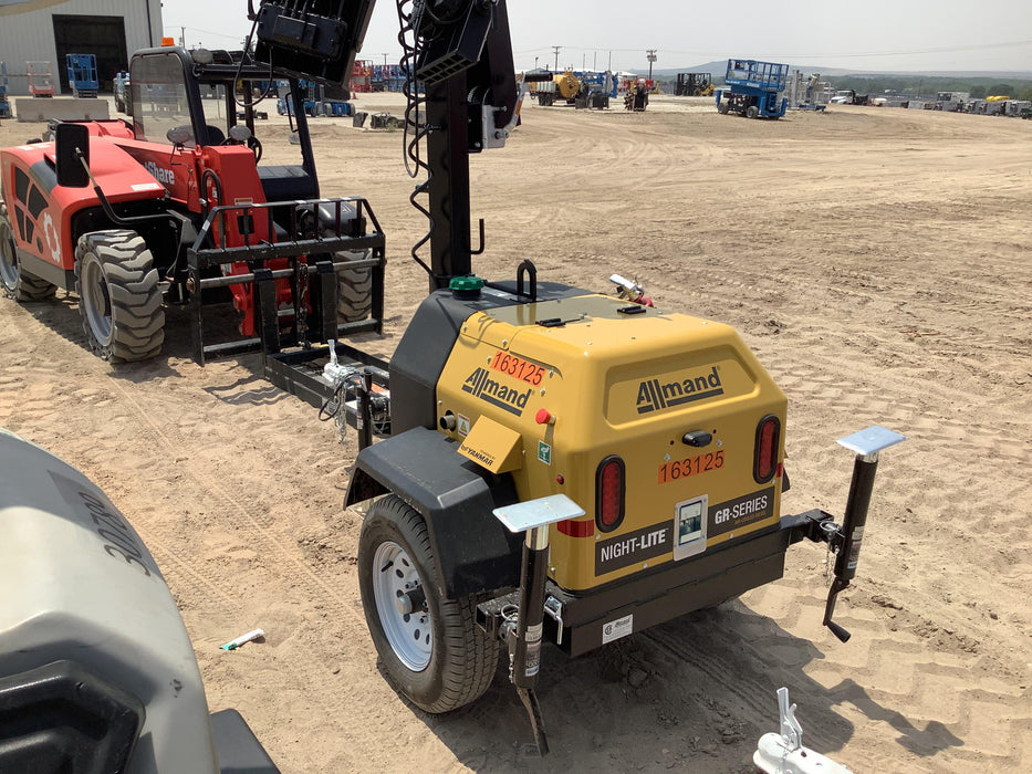 2021 Allmand NLV3GR (4) LED Light Fixture 350W, 23' Vertical Mast, 3kW Prime, Towable, Deep Sea L401, Leveling Jacks, Yanmar T4F 5.8hp