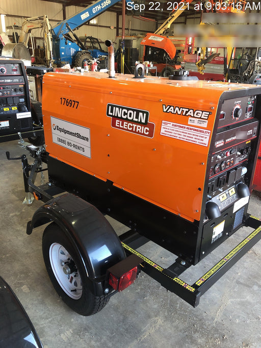 2021 Lincoln Electric Vantage 322 Vantage 322 Ready Pak 3 w/ Decals, ORANGE (includes trailer, cable rack, fender light kit) NO Telematics