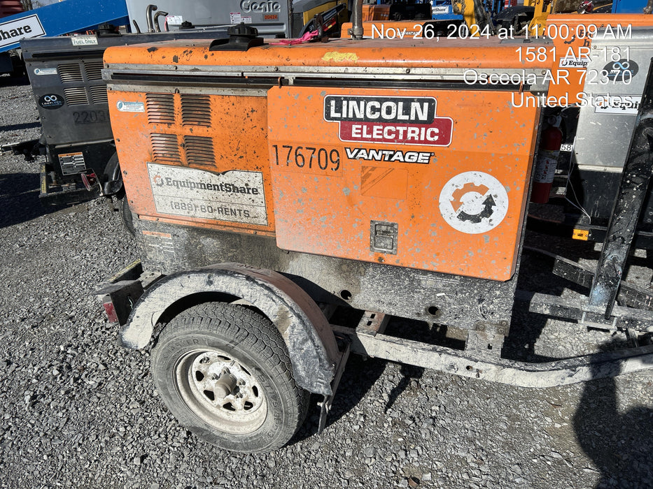 2021 Lincoln Electric Vantage 322 Vantage 322 Ready Pak 3 w/ Decals, ORANGE (includes trailer, cable rack, fender light kit) NO Telematics