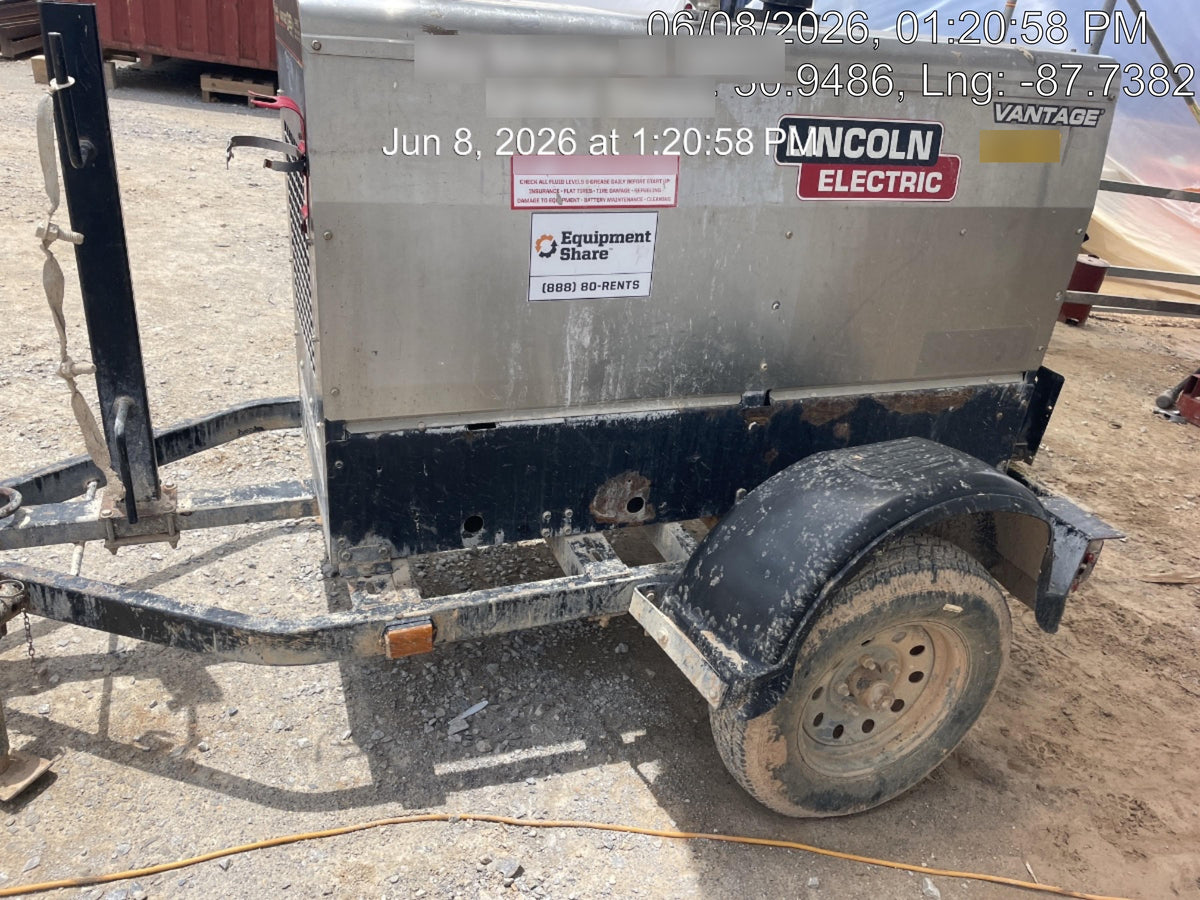 2019 Lincoln Electric Vantage 322 Welder Ready-Pak 3, Two wheel trailer, Fender and Light kit, Cable Rack