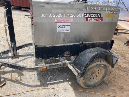 2019 Lincoln Electric Vantage 322 Welder Ready-Pak 3, Two wheel trailer, Fender and Light kit, Cable Rack