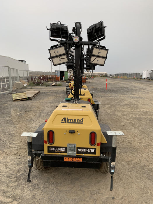 2020 Allmand NLV3GR (4) LED Light Fixture 350W, 23' Vertical Mast, 3kW Prime, Towable, Deep Sea L401, Leveling Jacks, Yanmar T4F 5.8hp