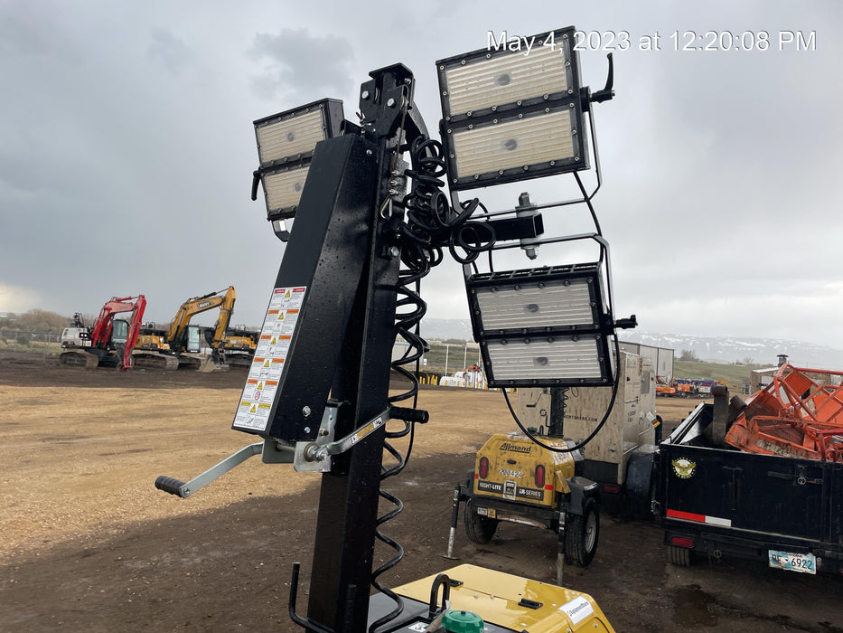 2022 Allmand NLV3GR (4) LED Light Fixture 350W, 23' Vertical Mast, 3kW Prime, Towable, ES Decals, T3