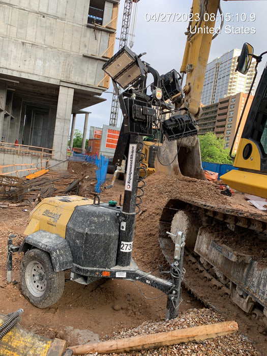 2022 Allmand NLV3GR (4) LED Light Fixture 350W, 23' Vertical Mast, 3kW Prime, Towable, ES Decals, T3