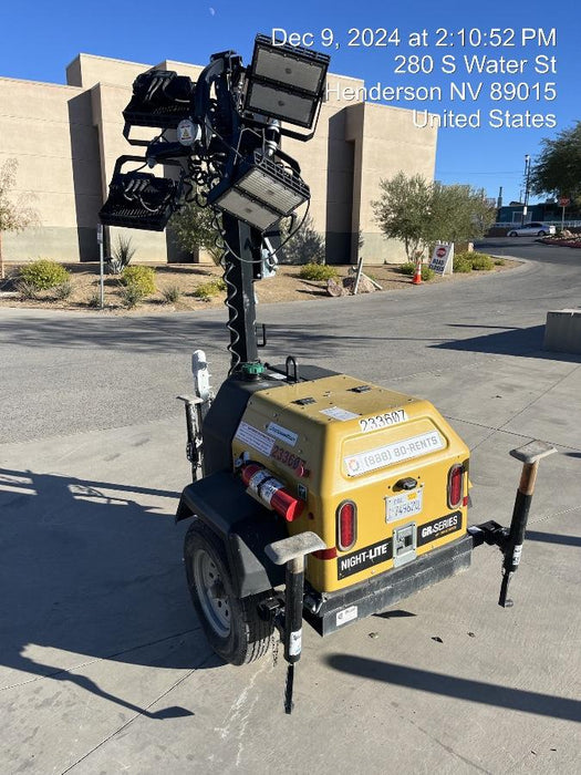 2022 Allmand NLV3GR (4) LED Light Fixture 350W, 23' Vertical Mast, 3kW Prime, Towable, Deep Sea L401, Leveling Jacks, Yanmar T4F 5.8hp