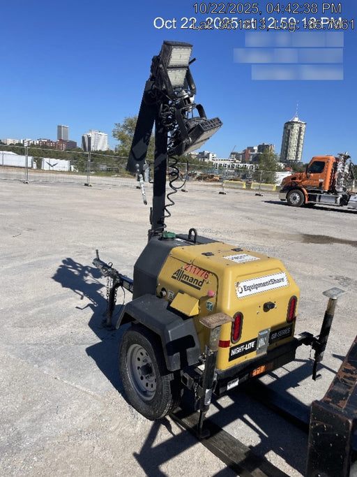 2022 Allmand NLV3GR (4) LED Light Fixture 350W, 23' Vertical Mast, 3kW Prime, Towable, Deep Sea L401, Leveling Jacks, Yanmar T4F 5.8hp