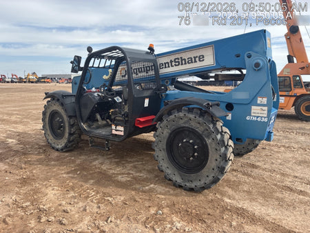 2019 Genie GTH-636 Canopy, Solid RT Tires, LED Work Lights, Beacon 60" QA Carriage, 48" Forks