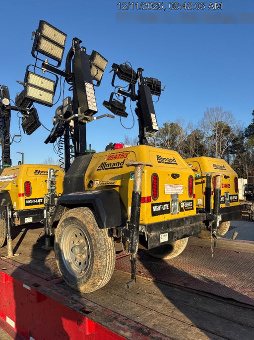 2022 Allmand NLV3GR (4) LED Light Fixture 350W, 23' Vertical Mast, 3kW Prime, Towable, ES Decals, T3