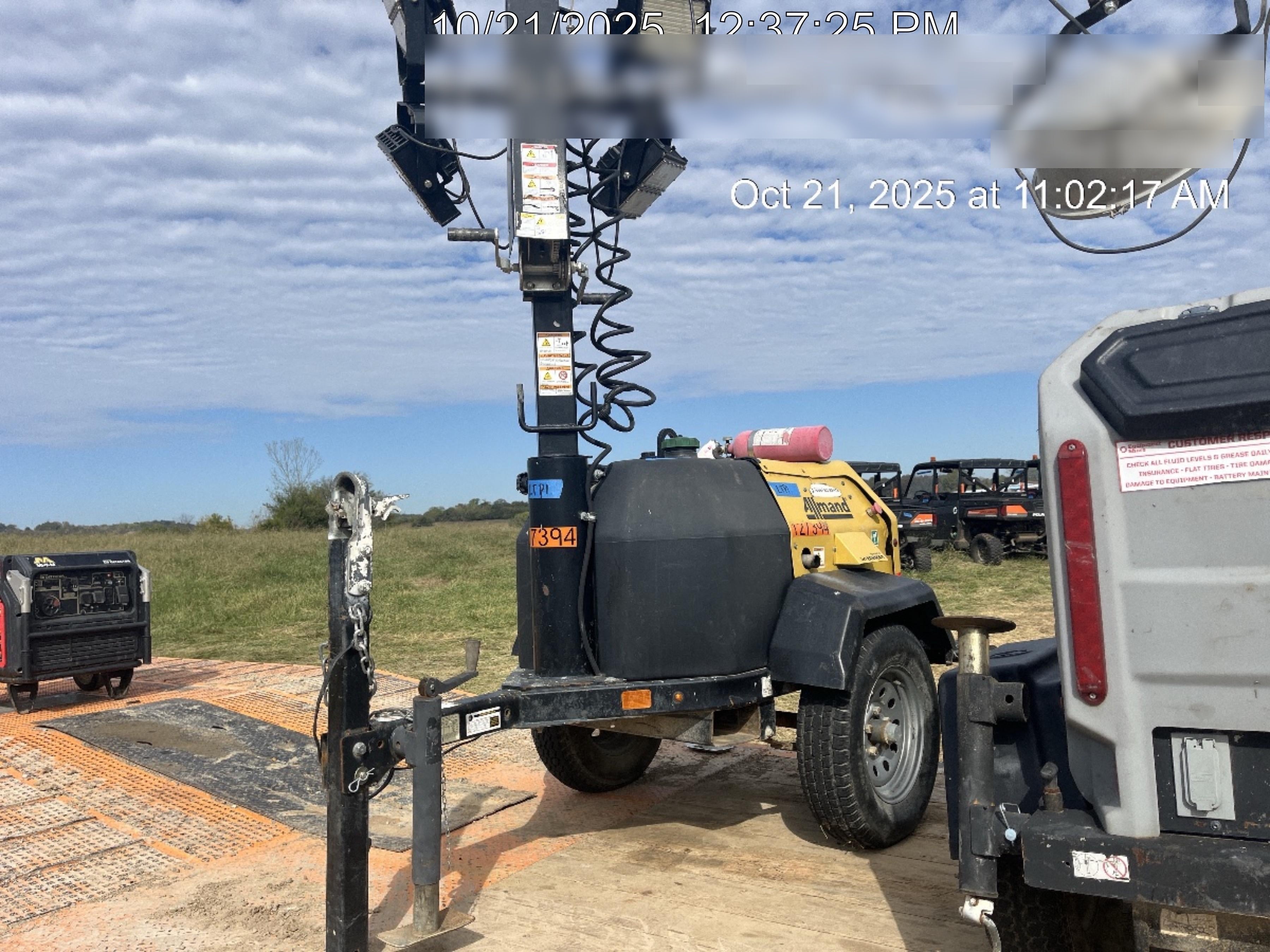 2021 Allmand NLV3GR (4) LED Light Fixture 350W, 23' Vertical Mast, 3kW Prime, Towable, Deep Sea L401, Leveling Jacks, Yanmar T4F 5.8hp