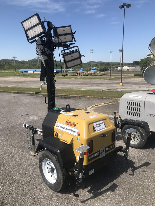 2021 Allmand NLV3GR (4) LED Light Fixture 350W, 23' Vertical Mast, 3kW Prime, Towable, Deep Sea L401, Leveling Jacks, Yanmar T4F 5.8hp
