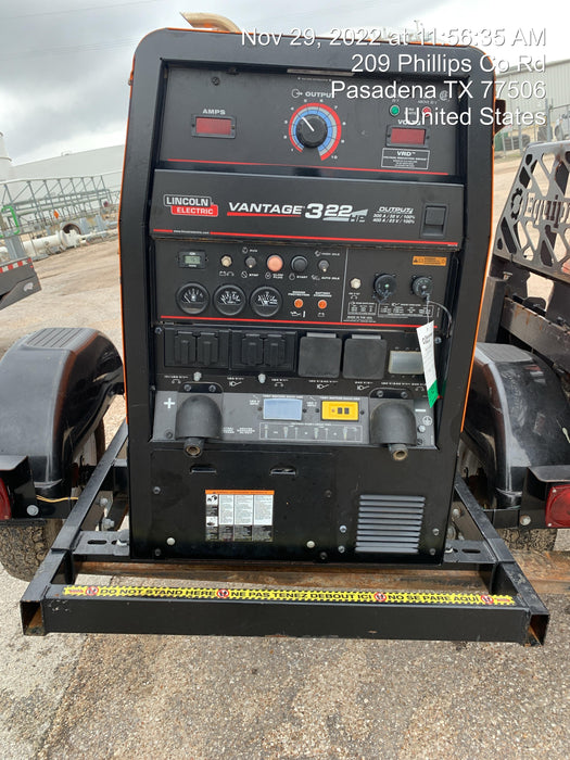 2021 Lincoln Electric Vantage 322 Vantage 322 Ready Pak 3 w/ Decals, ORANGE (includes trailer, cable rack, fender light kit) NO Telematics