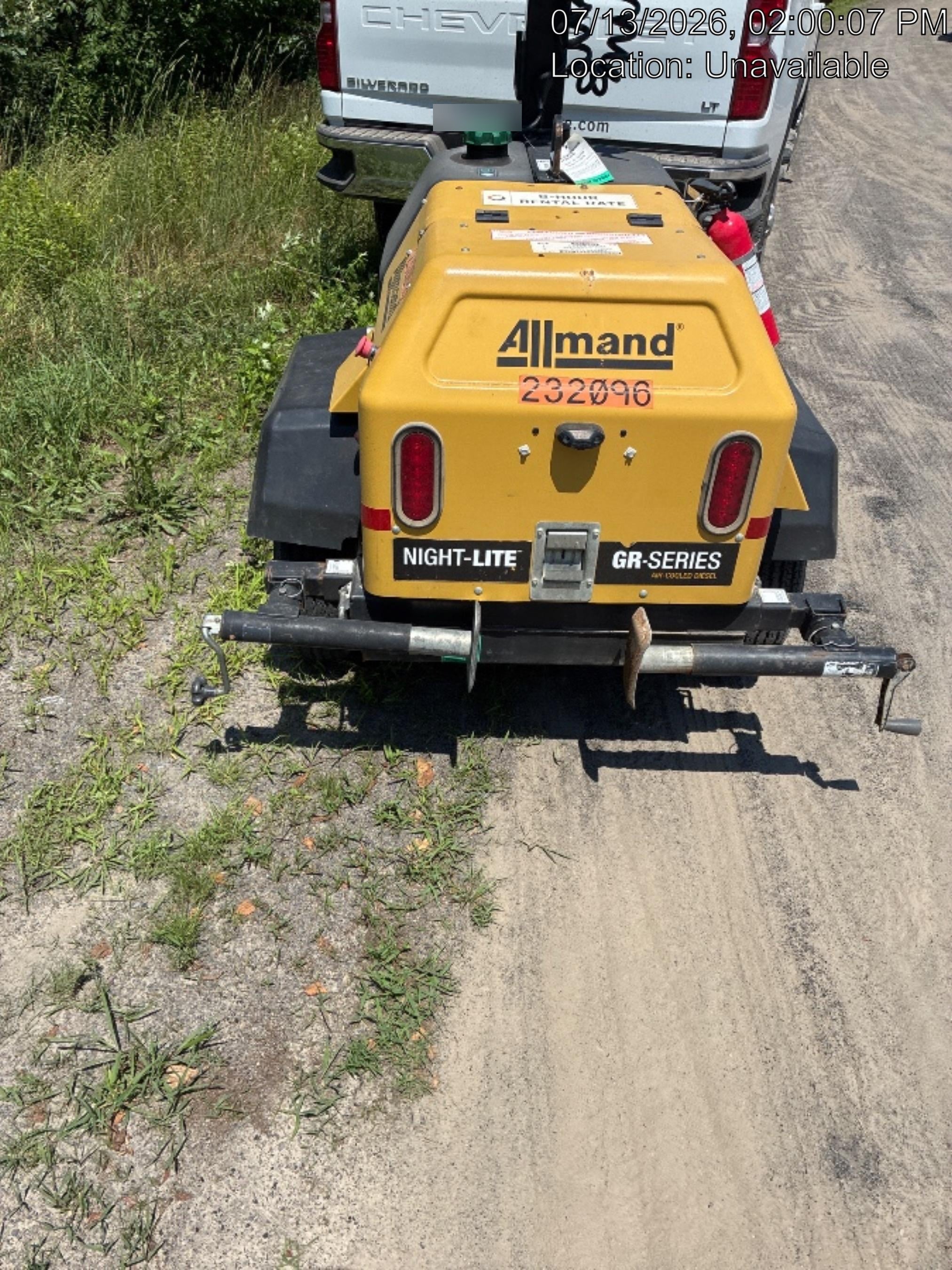 2022 Allmand NLV3GR (4) LED Light Fixture 350W, 23' Vertical Mast, 3kW Prime, Towable, Deep Sea L401, Leveling Jacks, Yanmar T4F 5.8hp