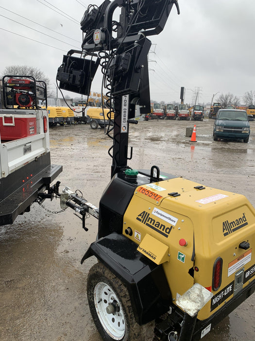 2021 Allmand NLV3GR (4) LED Light Fixture 350W, 23' Vertical Mast, 3kW Prime, Towable, Deep Sea L401, Leveling Jacks, Yanmar T4F 5.8hp