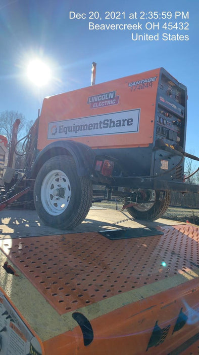 2021 Lincoln Electric Vantage 322 Vantage 322 Ready Pak 3 w/ Decals, ORANGE (includes trailer, cable rack, fender light kit) NO Telematics