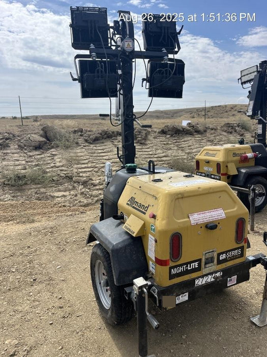 2022 Allmand NLV3GR (4) LED Light Fixture 350W, 23' Vertical Mast, 3kW Prime, Towable, ES Decals, T3