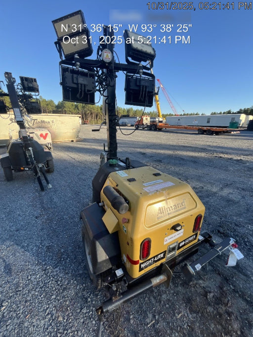 2022 Allmand NLV3GR (4) LED Light Fixture 350W, 23' Vertical Mast, 3kW Prime, Towable, Deep Sea L401, Leveling Jacks, Yanmar T4F 5.8hp