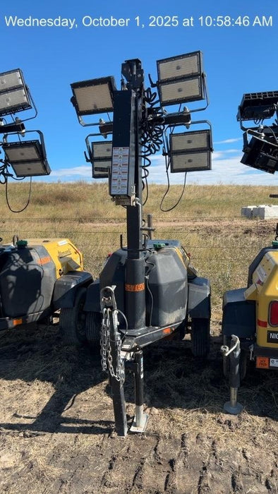 2022 Allmand NLV3GR (4) LED Light Fixture 350W, 23' Vertical Mast, 3kW Prime, Towable, ES Decals, T3