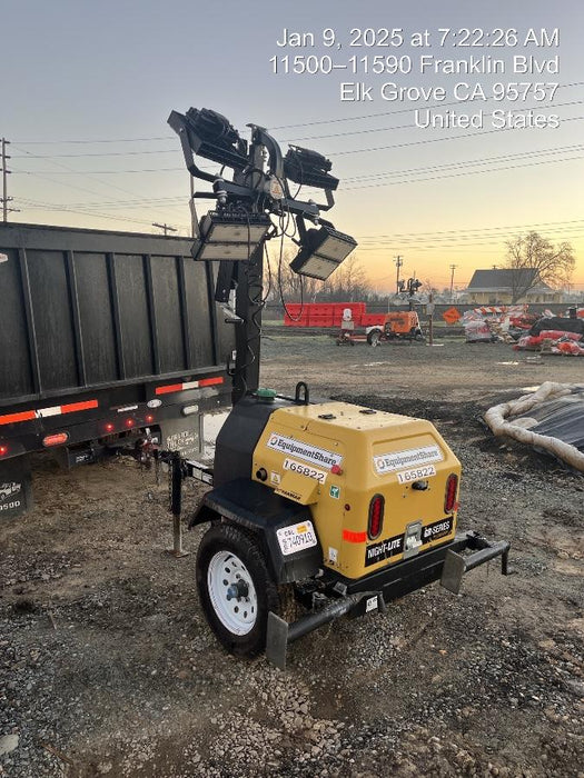 2021 Allmand NLV3GR (4) LED Light Fixture 350W, 23' Vertical Mast, 3kW Prime, Towable, Deep Sea L401, Leveling Jacks, Yanmar T4F 5.8hp