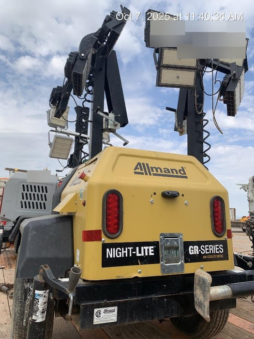 2022 Allmand NLV3GR (4) LED Light Fixture 350W, 23' Vertical Mast, 3kW Prime, Towable, Deep Sea L401, Leveling Jacks, Yanmar T4F 5.8hp