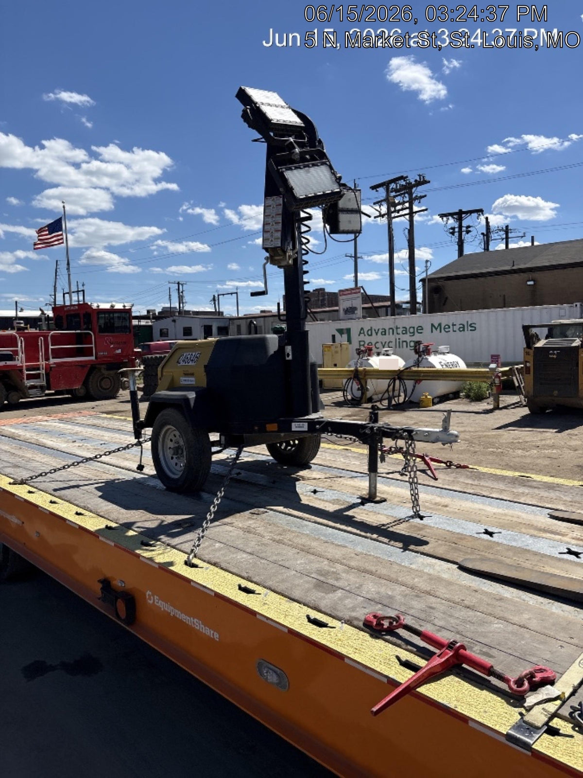 2022 Allmand NLV3GR (4) LED Light Fixture 350W, 23' Vertical Mast, 3kW Prime, Towable, ES Decals, T3
