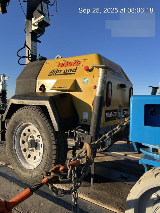 2021 Allmand NLV3GR (4) LED Light Fixture 350W, 23' Vertical Mast, 3kW Prime, Towable, Deep Sea L401, Leveling Jacks, Yanmar T4F 5.8hp