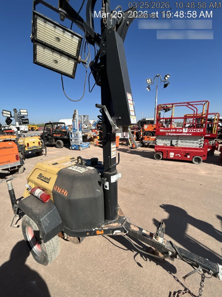 Allmand NLV3GR (4) LED Light Fixture 350W, 23' Vertical Mast, 3kW Prime, Towable, Deep Sea L401, Leveling Jacks, Yanmar T4F 5.8hp