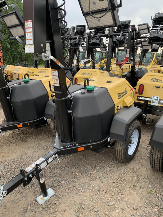 2021 Allmand NLV3GR (4) LED Light Fixture 350W, 23' Vertical Mast, 3kW Prime, Towable, Deep Sea L401, Leveling Jacks, Yanmar T4F 5.8hp