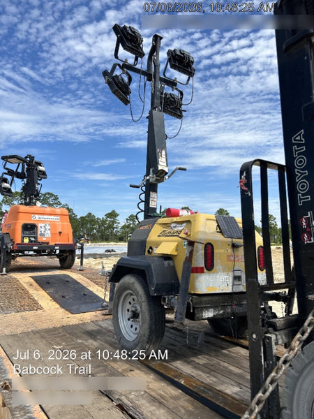 2022 Allmand NLV3GR (4) LED Light Fixture 350W, 23' Vertical Mast, 3kW Prime, Towable, Deep Sea L401, Leveling Jacks, Yanmar T4F 5.8hp