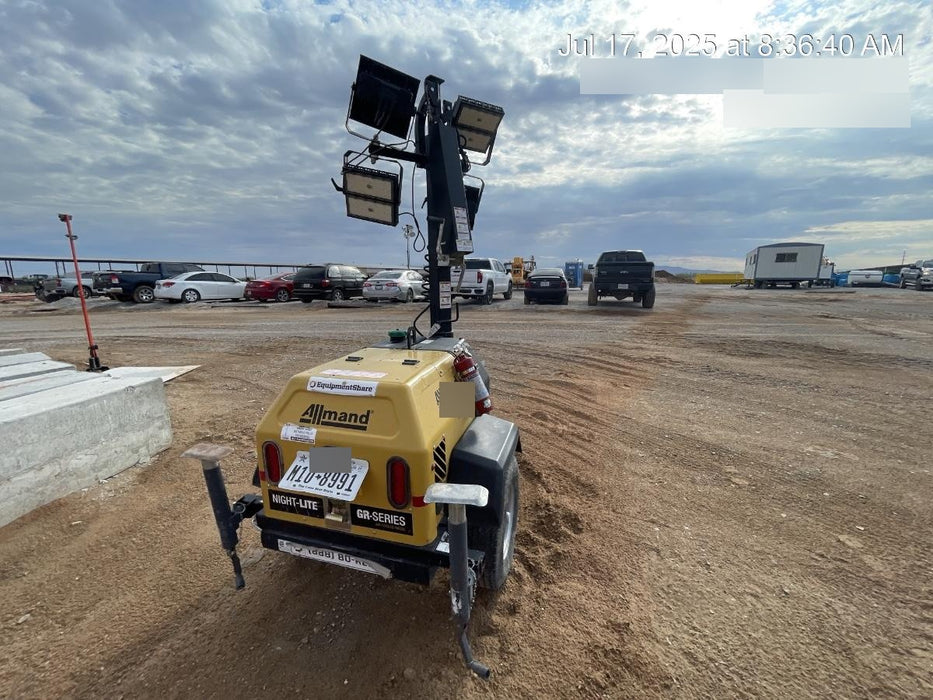 Allmand NLV3GR (4) LED Light Fixture 350W, 23' Vertical Mast, 3kW Prime, Towable, Deep Sea L401, Leveling Jacks, Yanmar T4F 5.8hp