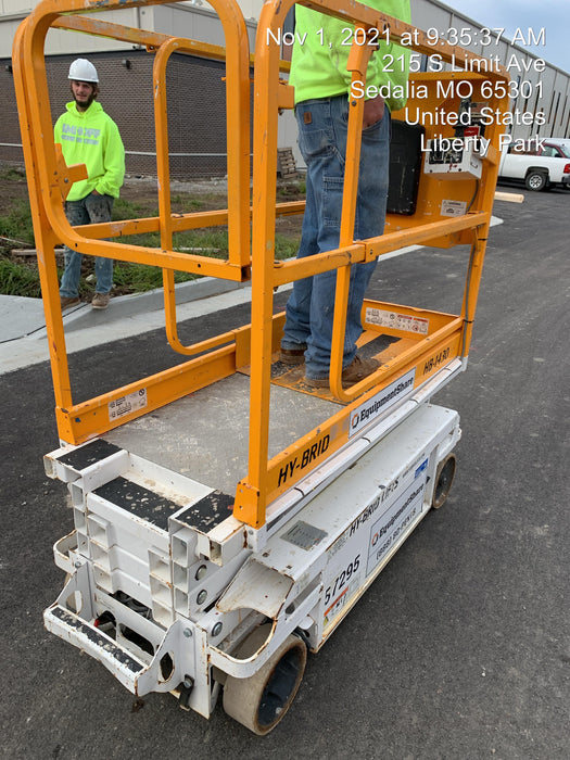 Custom Equipment HB-1430 Hy-Brid Scissor Lift
Platform capacity up to 670 lbs
Working height up to 20 ft
Weighs under 1,700 lbs
Non-marking wheels